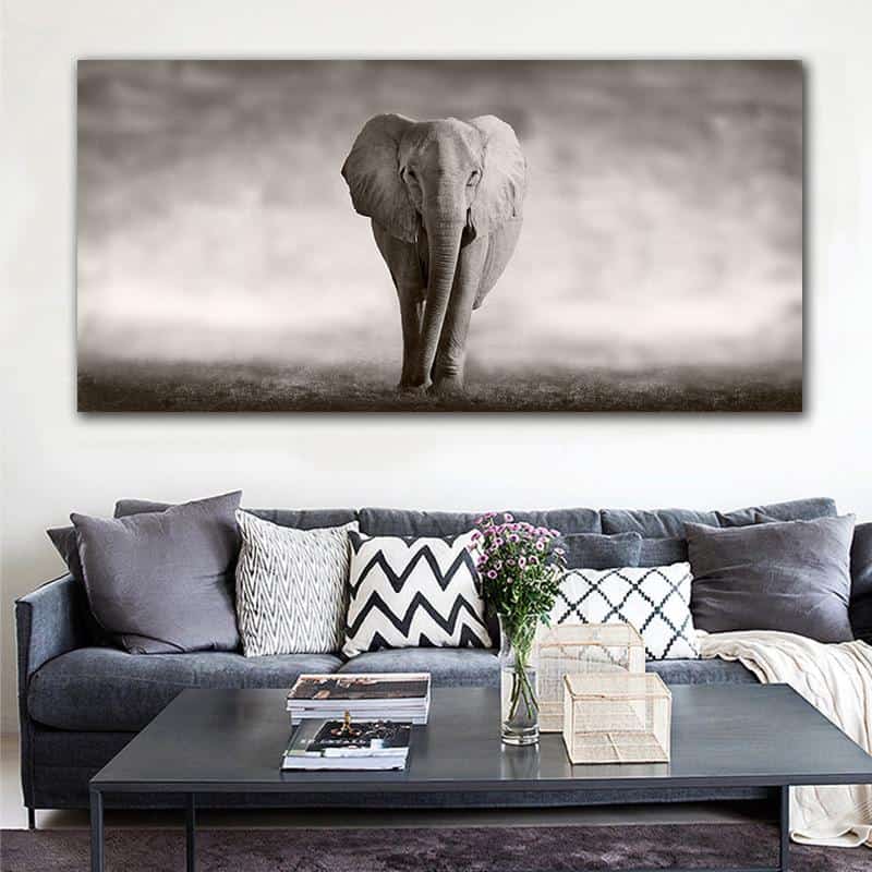 Modern Canvas Painting Nordic Posters And Prints Decoration Black And White Elephant Queue Art Wall Picture For Living Room