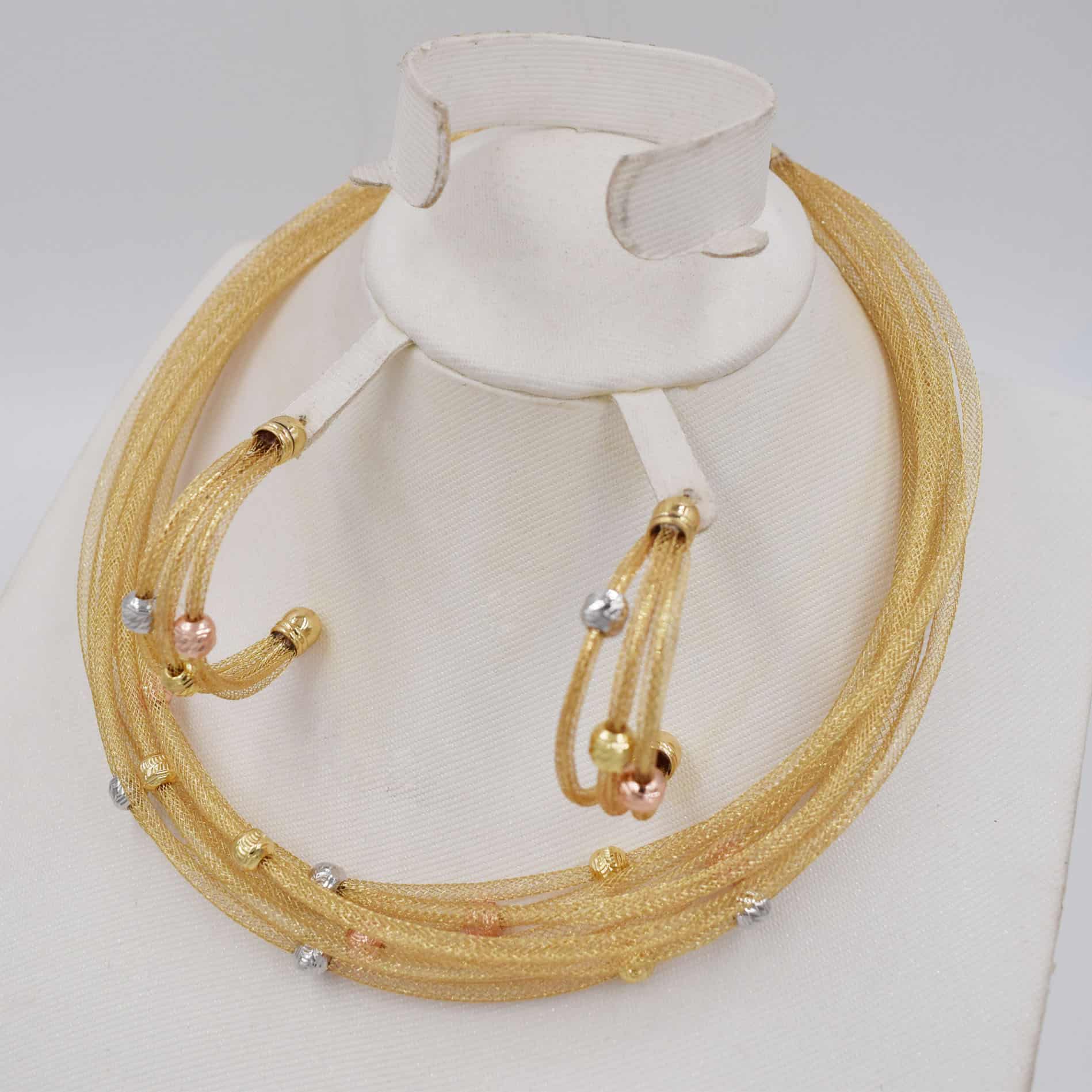 High Quality Ltaly 750 Gold color Jewelry Set For Women african beads jewlery fashion necklace set earring jewelry