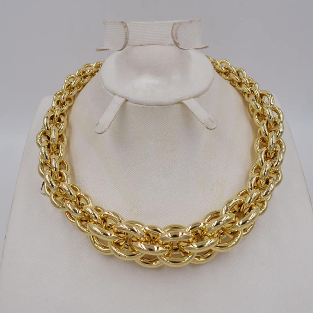 High Quality Italy 750 Gold Color Jewelry Set For Women african beads jewlery fashion necklcace set earring ethiopian jewelry