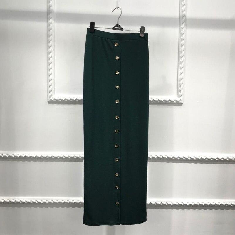2019 Summer Abaya Musulmane Women Plus Size High Waist Button Bodycon Maxi Skirt Long Turkish Islamic Skirts Clothing Jupe Femme