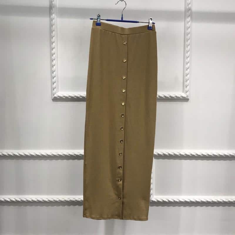 2019 Summer Abaya Musulmane Women Plus Size High Waist Button Bodycon Maxi Skirt Long Turkish Islamic Skirts Clothing Jupe Femme