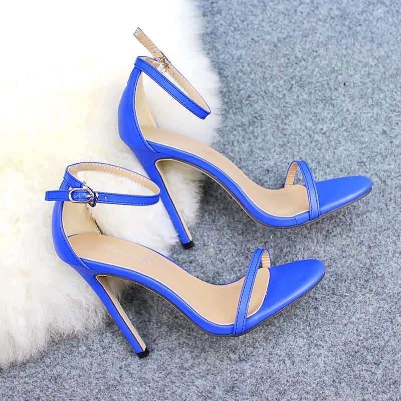 Fashion Classics Brand ZA R Peep toe Buckle trap Stiletto High Heels Sandals Shoes Woman Blue White Red Wedding Shoes Factory 43
