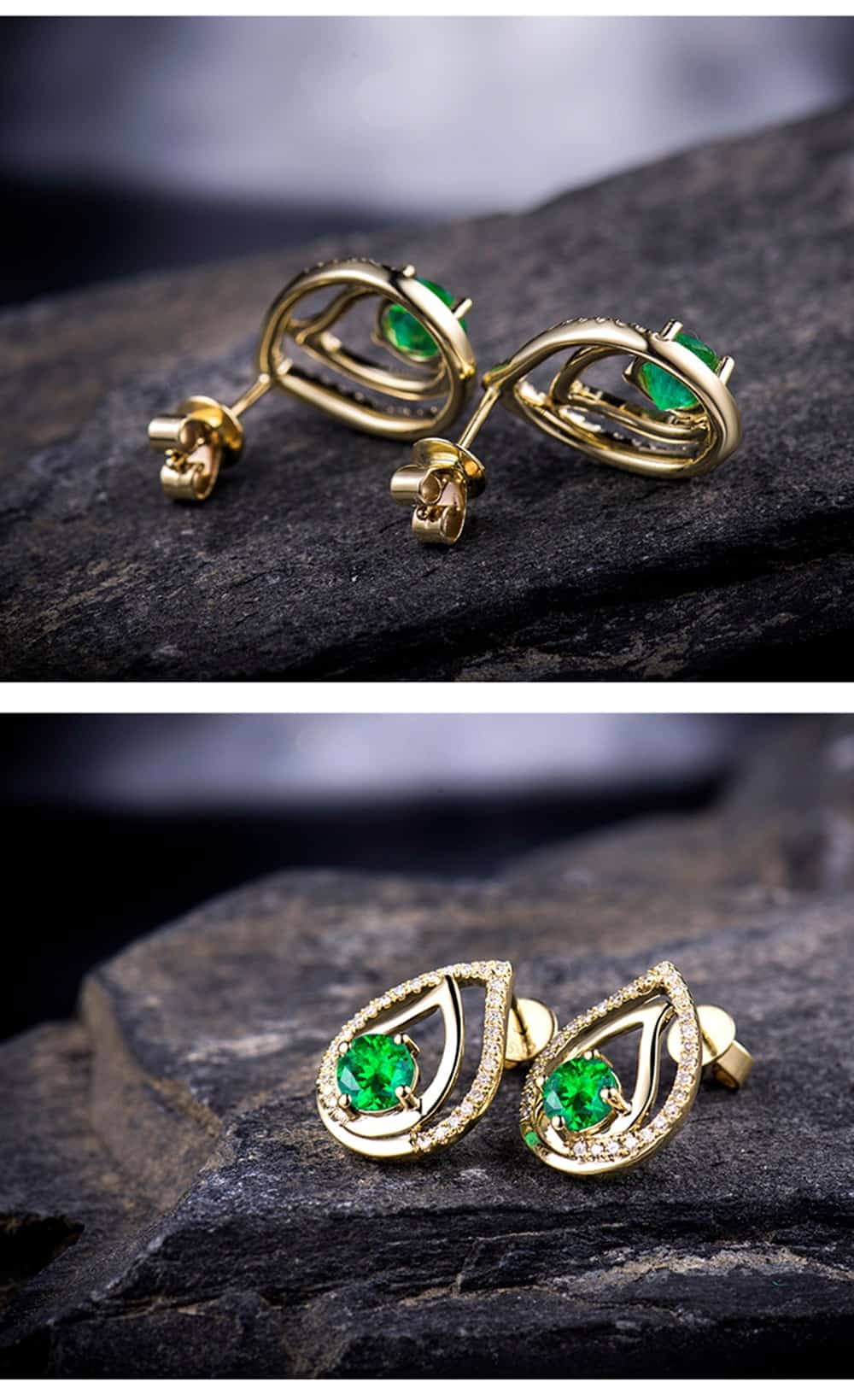 LOVERJEWELRY Lady Stud Earrings Real 18K Yellow Gold Natural Round Tsavorite Classic Earrings For Women Party Office Jewelry