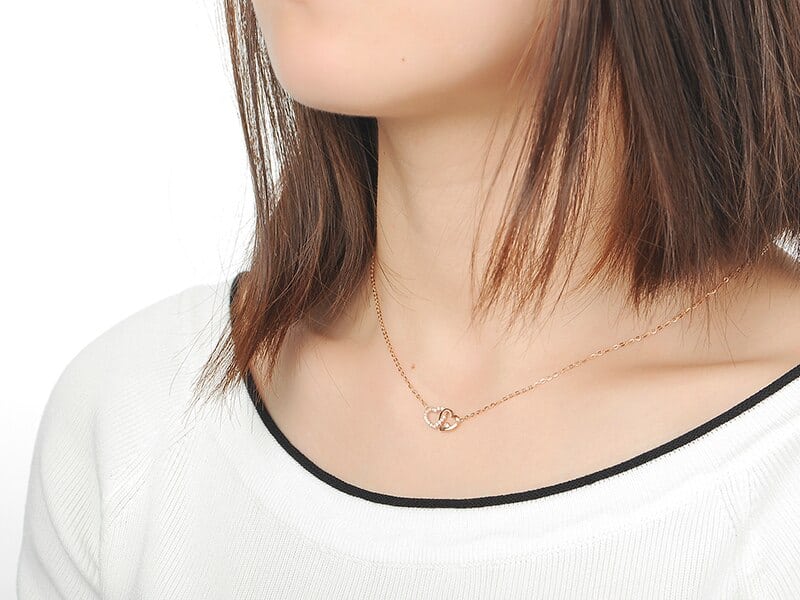 Diamond Necklace Pendant Love Heart Lock 18K Gold Chain Charm Simple Fashion Pure Women Necklace