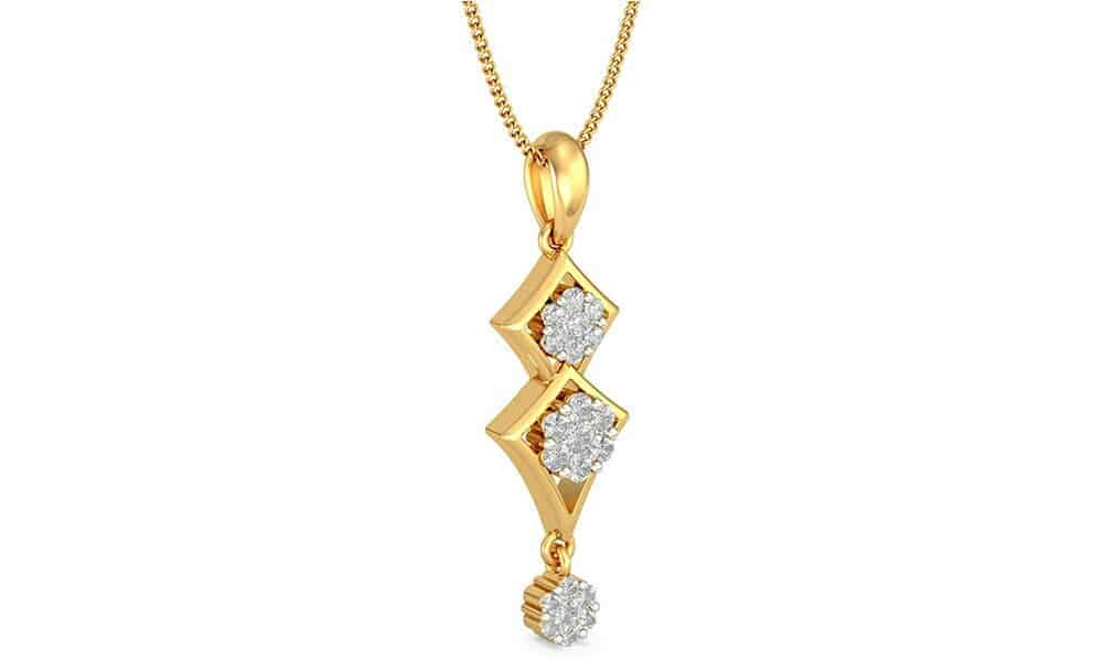 Famous Style Unique Water Drop 585 Gold Necklace Solid 14K Yellow Gold Jewelry 0.43CTTW Real Natural Diamond Pendants For Women