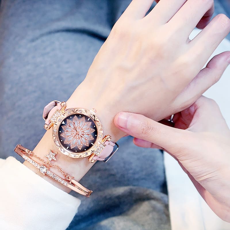 2020 Women Watches Bracelet set Starry Sky Ladies Bracelet Watch Casual Leather Quartz Wristwatch Clock часы женские reloj mujer