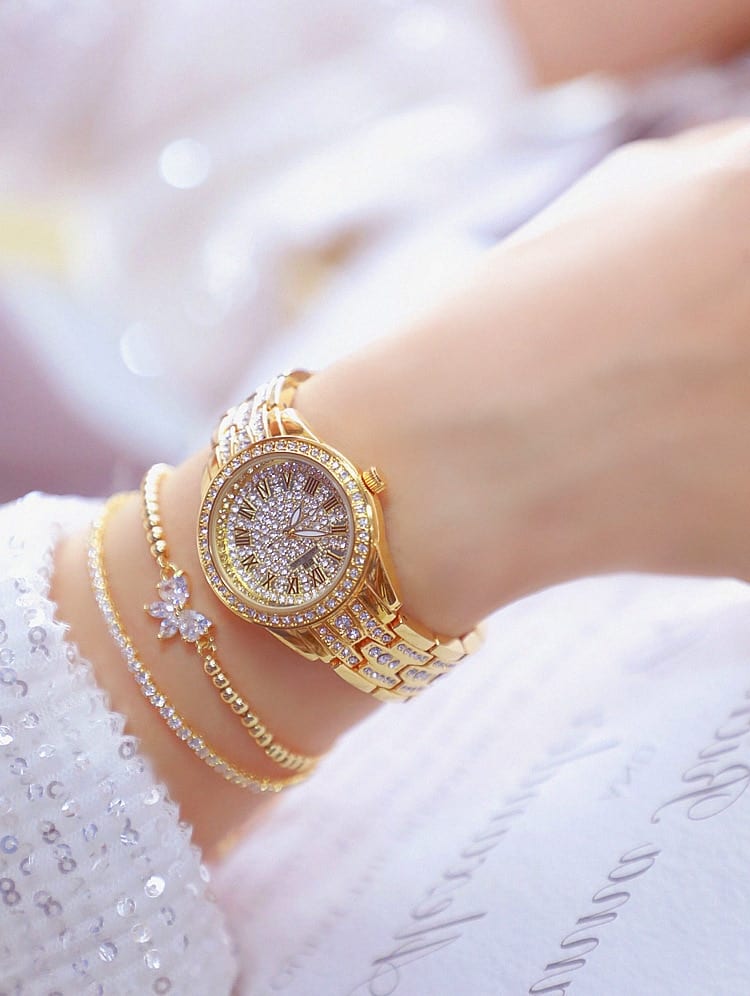 Silver Women Bracelet Watches Rose Gold Rhinestone Crystal Ladies Quartz Wristwatch Women Dress Clock Dropshiping montre femme