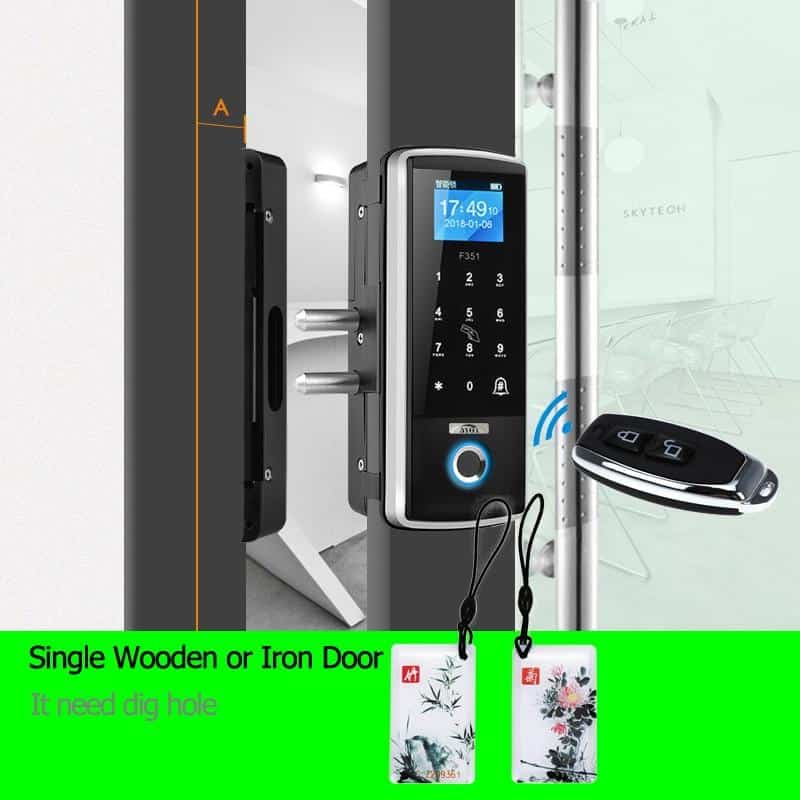Smart Door Fingerprint Lock Electronic Digital Gate Opener Electric RFID Biometric finger print security Glass Password Card