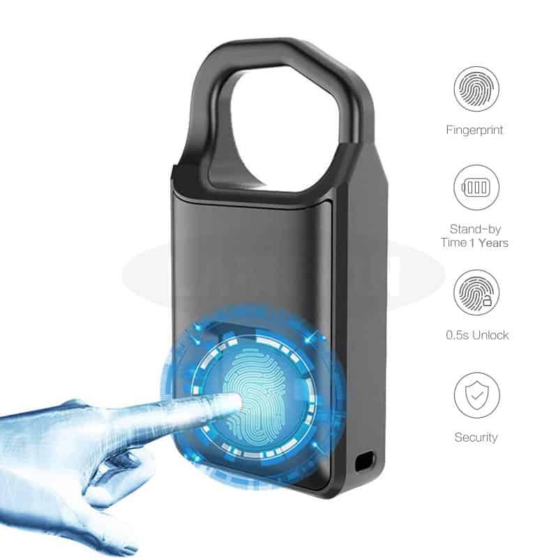 Smart Keyless Anti-Theft Padlock USB Rechargeable Fingerprint Lock Suitcase Door Lock Burglar Alarm Electronic Smart Padlock