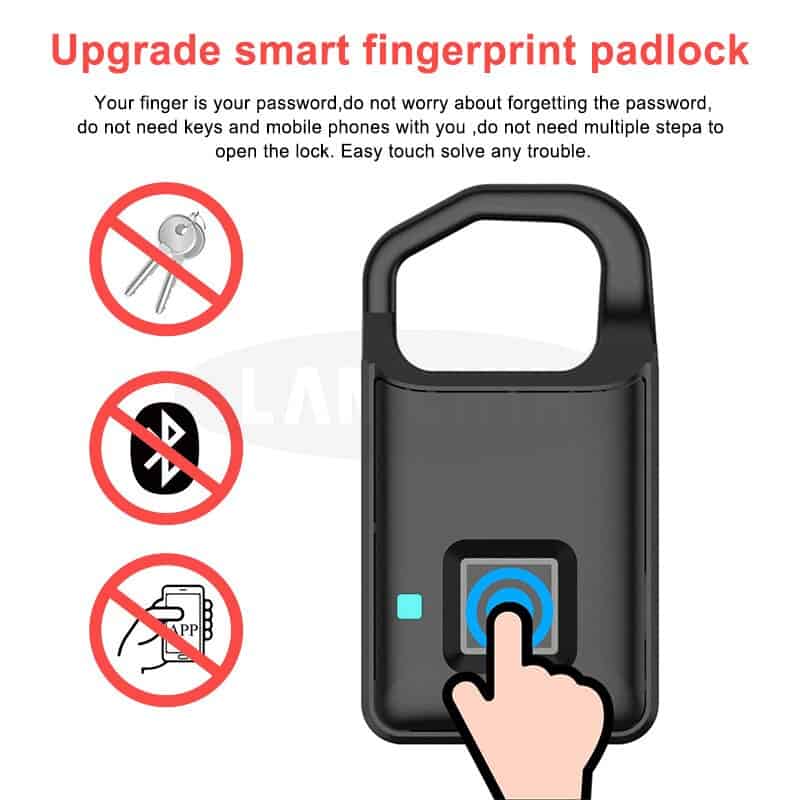 Smart Keyless Anti-Theft Padlock USB Rechargeable Fingerprint Lock Suitcase Door Lock Burglar Alarm Electronic Smart Padlock