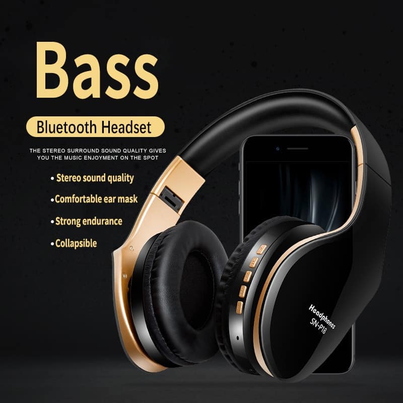 Wireless Bluetooth Headphones Noise Cancelling Headset Foldable Stereo Bass Sound Adjustable Earphones With Mic For PC All Phone