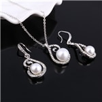 2019 Imitation pearls Bridal Jewelry sets for Women Silver Plated Rhinestone Necklace earring Sets Wedding Jewelry