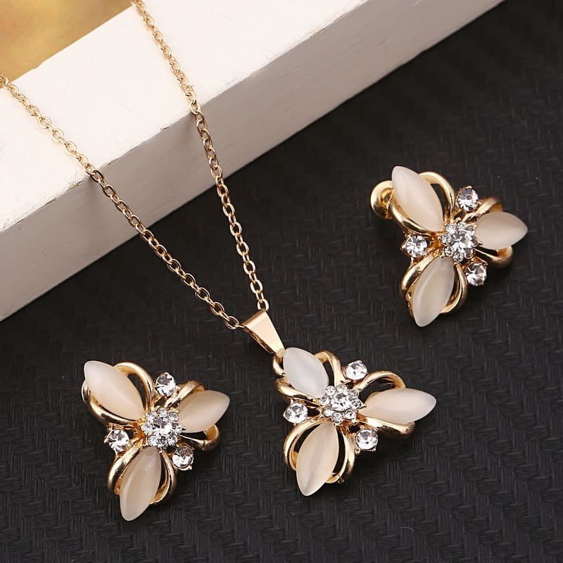 3pcs Silver Plated Shine Peal Necklace Invisible Transparent Fishing Chain Pendant Neckalce and Earring for Women Jewelry Gift