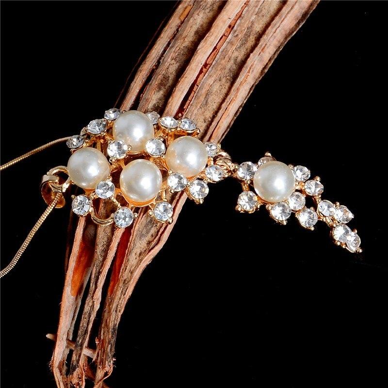 High quality Imitation Pearl Jewelry Sets For Women Austria Crystal Rhinestone Pendants Necklace Earrings Set Pearl Jewelry