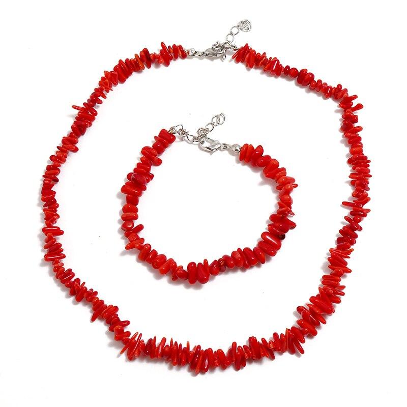 Coral Beads Necklace/Bracelet Set Gem Chocker Statement Chokers Wedding Accessories African Beads Bridal Jewelry Set