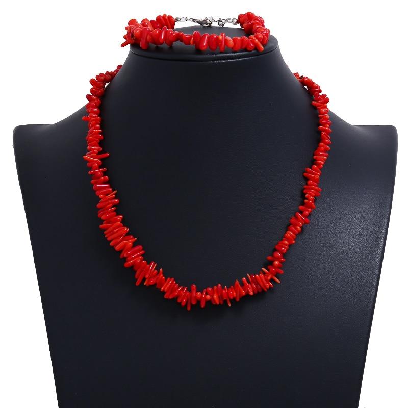 Coral Beads Necklace/Bracelet Set Gem Chocker Statement Chokers Wedding Accessories African Beads Bridal Jewelry Set