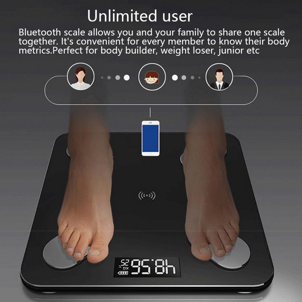 Smart Digital Bathroom Weight Fat Scale Body mass index Support Mobile Bluetooth APP