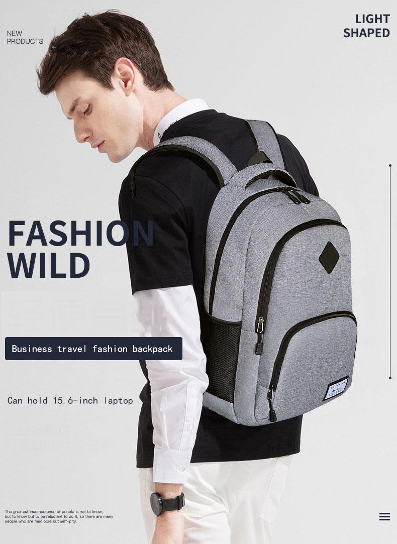 Fashion Backpack Men's Bag Casual Travel Backpack USB Charger Multifunction Waterproof Student Leisure Schoolbag Hanimom