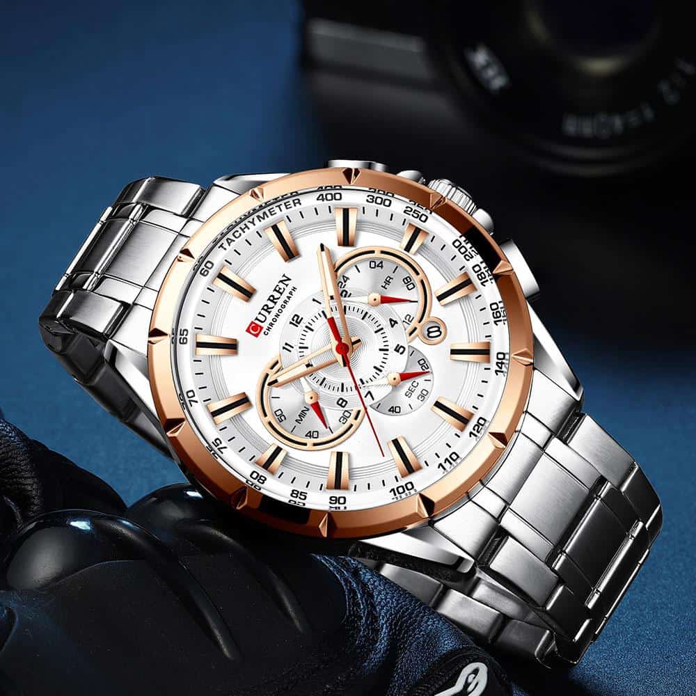 CURREN Luxury Brand Men's Watch Blue Quartz Wristwatch Sports Chronograph Clock Male Stainless Steel Band Fashion Business Watch