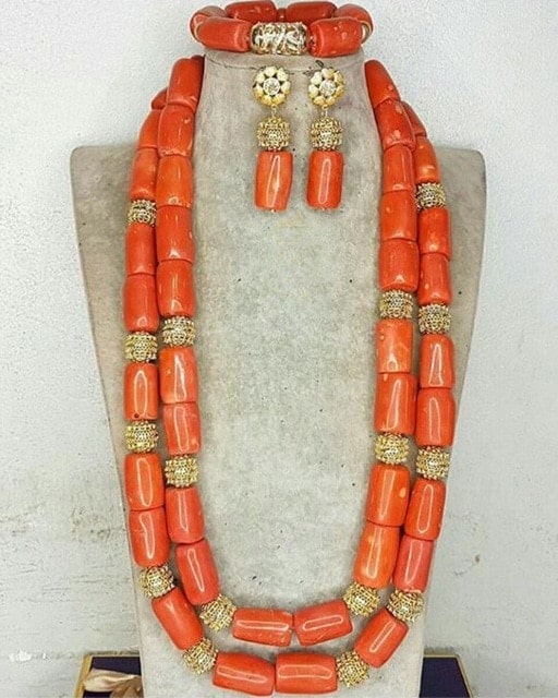 2019 NEW Coral Beads Nigerian Wedding Couple Jewelry Sets Original Coral African Bridal Costume Jewelry Bride and Groom wedding