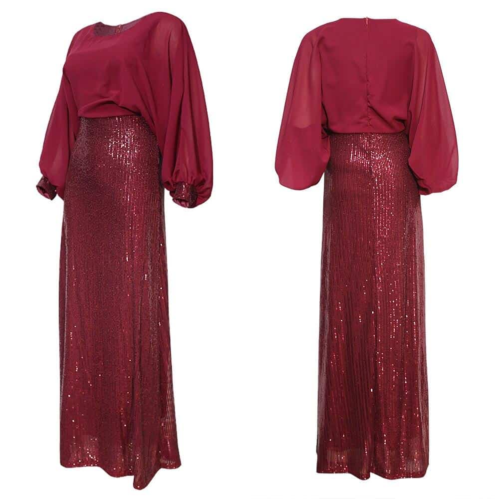 New African Sequin Red Dress Clothes Kenya South Africa Evening Party Dress Super High Quality Women Vestidos Robe Africaine