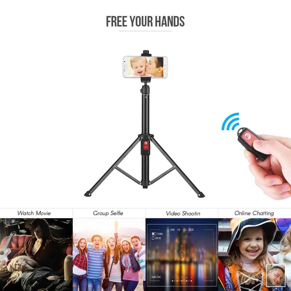 55 Inch Wireless BT Selfie Stick For iPhone 8 X 7 6s Plus Foldable Handheld Monopod Shutter Remote Extendable Mini Tripod