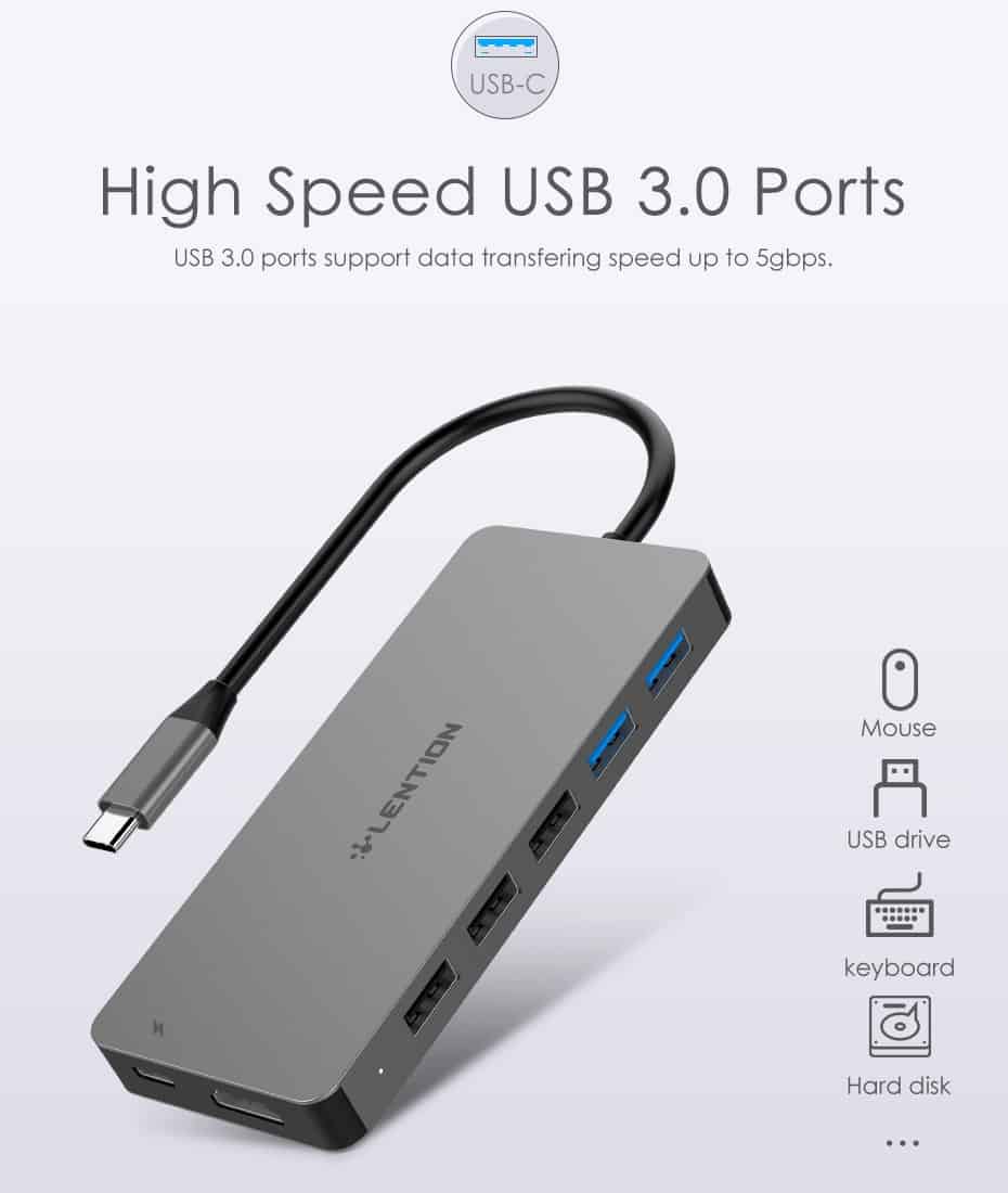 Lention USB HUB to Multi USB 3.0 HDMI Adapter Dock for MacBook Pro 13.3 Accessories USB-C Type C 3.1 Splitter 11 Port USB C HUB