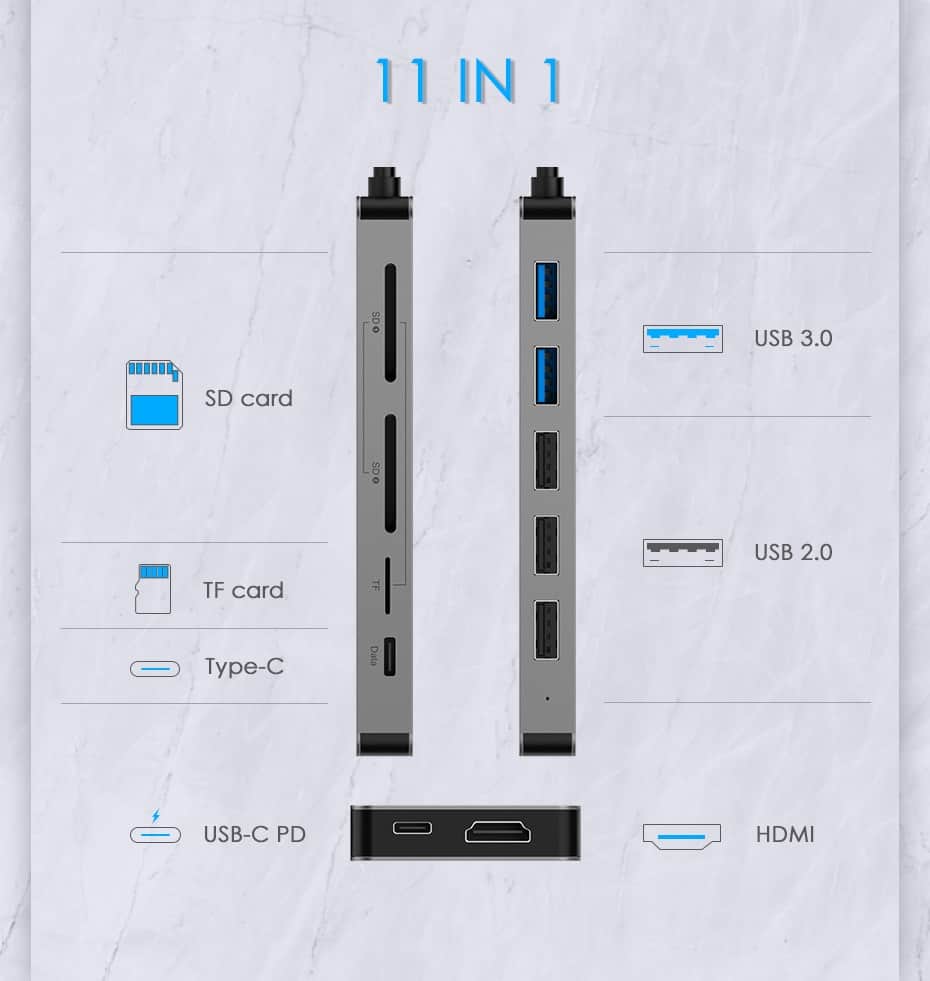 Lention USB HUB to Multi USB 3.0 HDMI Adapter Dock for MacBook Pro 13.3 Accessories USB-C Type C 3.1 Splitter 11 Port USB C HUB
