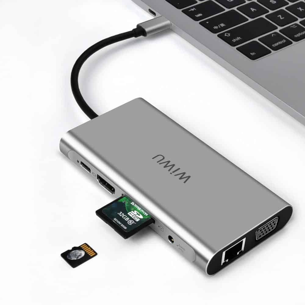 WIWU 10 in 1 USB Hub for MacBook USB C to HDMI/VGA/RJ45 Thunderbolt 3 Adapter for Dell/Samsung/Huawei P20 Pro Type-c USB 3.0 Hub