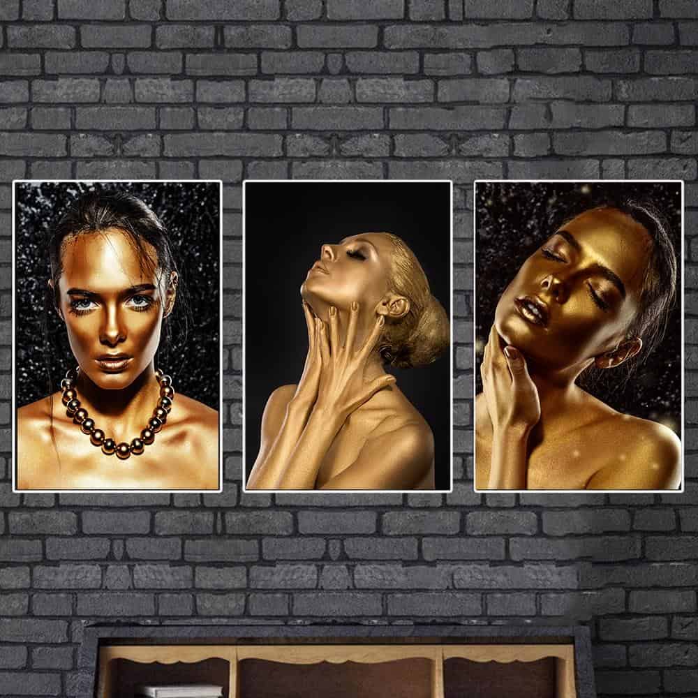 Sexy Nude African Art Black and Gold Woman Oil Painting on Canvas Cuadros Posters and Prints Wall Art Picture for Living Room