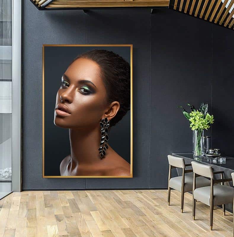 Glamorous Black Girl Women Canvas Painting Fashion Figure Wall Art Picture for Living Room Bedroom Nordic Print and Poster Decor