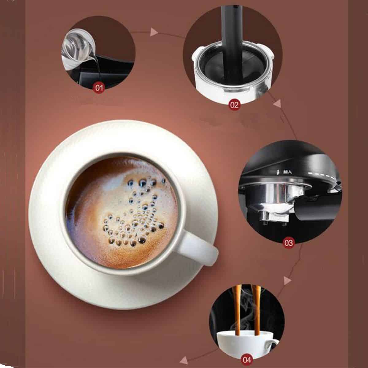 Becornec 1.5L Office Automatic Espresso Coffee Machine American Cafe Maker Coffee Pot Steam Bubble Milk Frother 20bar LCD Screen