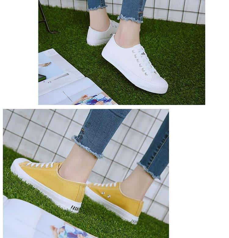 Fashion Sneakers Women Vulcanize Casual Shoes Ladies Lace-up Basket Femme Canvas Shoes Breathable Light Zapatos Mujer
