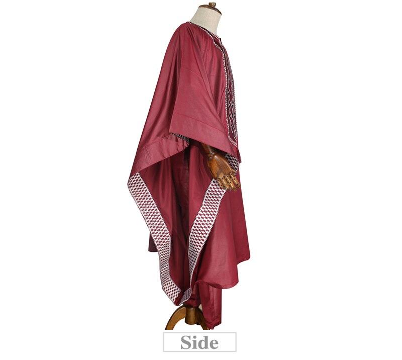 H&D african men embroidered clothes shirt pants agbada suit tops with tassel traditional formal attire boubou africain PH8052
