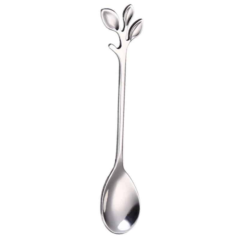 Stainless Steel Leaf Shape Spoon Long Handle Flatware Coffee Drinking Tools Stainless Steel Spoon Coffee Tea Spoon Kitchen Gadge