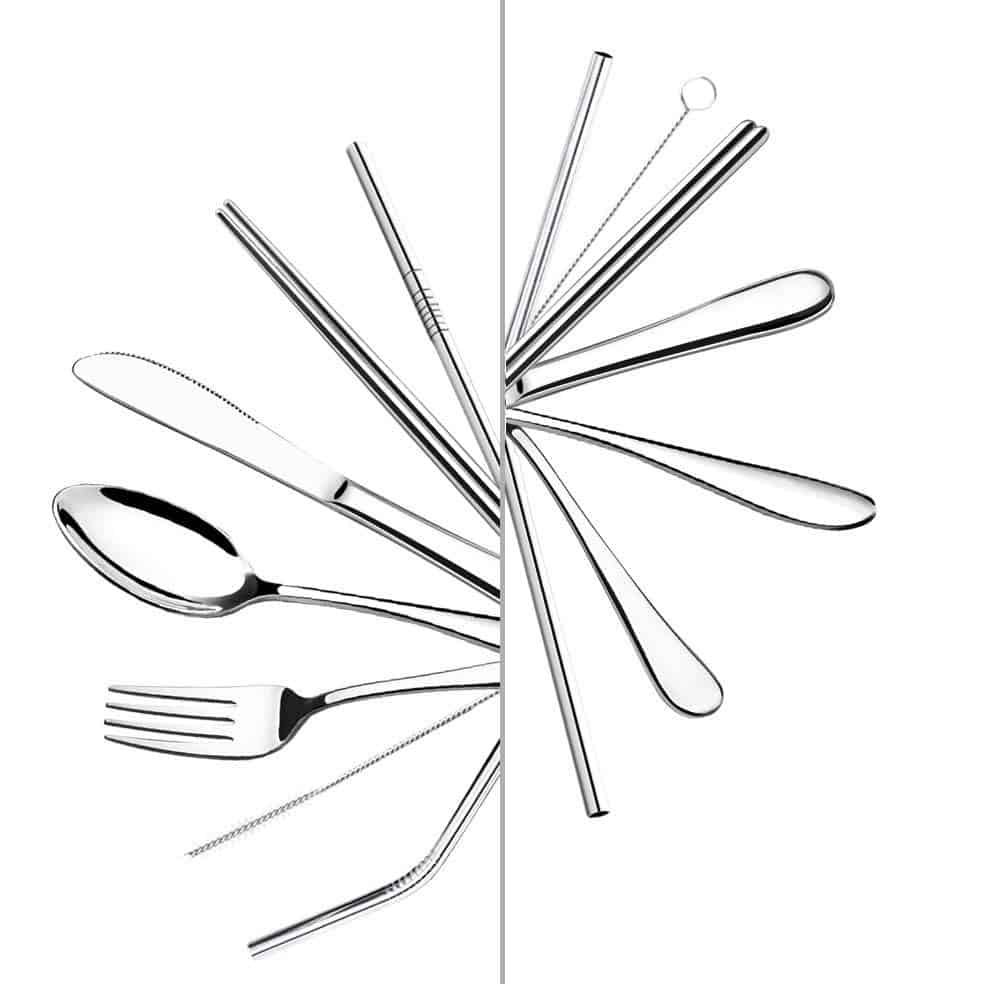 1Set Stainless Steel Cutlery Set 7Pcs Dinnerware Fork Spoon Dinner Tableware Portable Dinnerware Sets