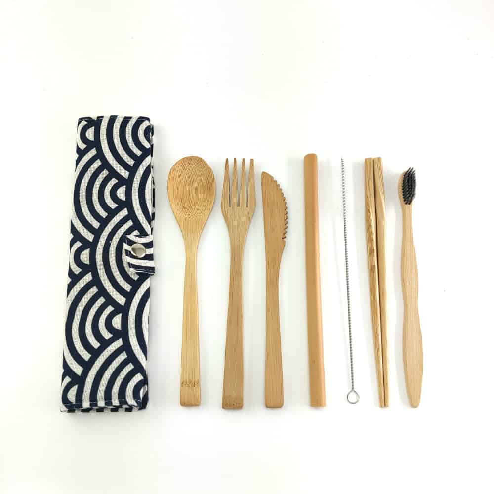 7Pcs Portable Eco Friendly Flatware Set Bamboo Travel Utensils Sustainable Biodegradable Cutlery Set For Kitchen