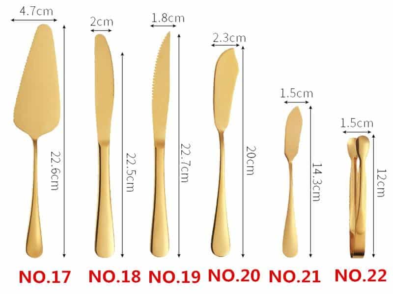 Shiny Gold Dinnerware Set Pure Golden Cutlery Set 18/10 Stainless Steel Table Meat Steak Knife Icespoon Cake Forks Tableware Set