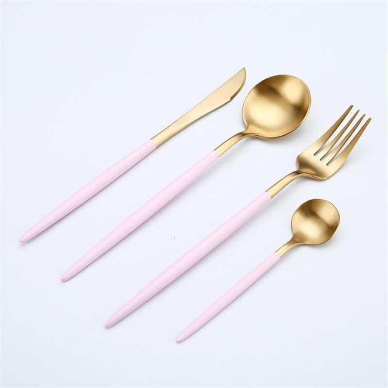 Rose Gold Tableware Set Stainless Steel Cutlery Set Western Food Tableware Luxury Fork Teaspoon Knife Cutlery Set fork spoon