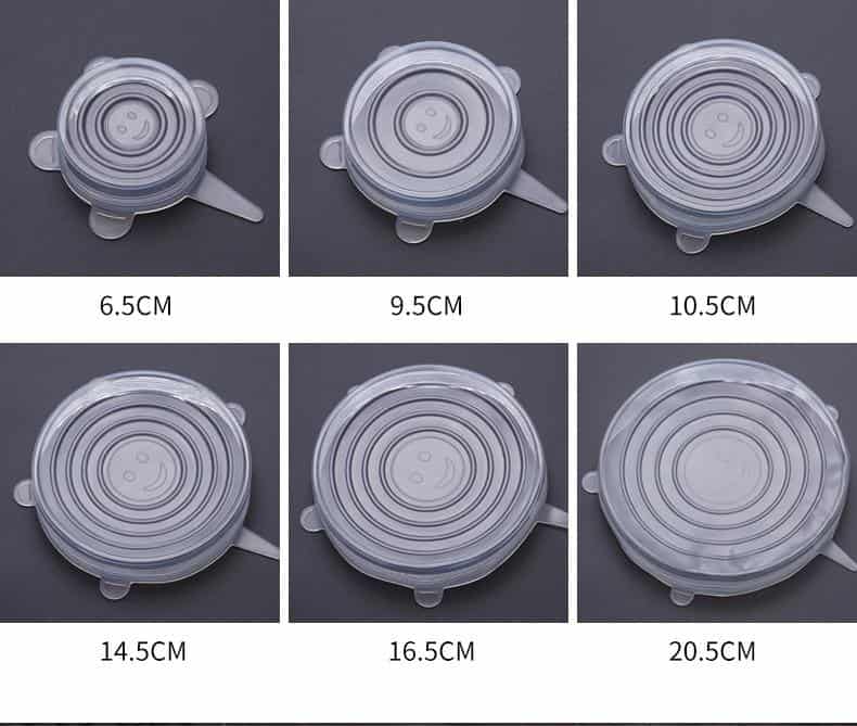 VandHome 6 Pcs/ Set Universal Food Silicone Cover Reusable Silicone Caps Stretch Lids For Cookware Food Pot Kitchen Accessories