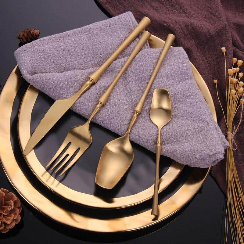Stainless Steel Cutlery Set Gold Dinnerware Set Western Food Cutlery Tableware Dinnerware Christmas Gift forks knives spoons