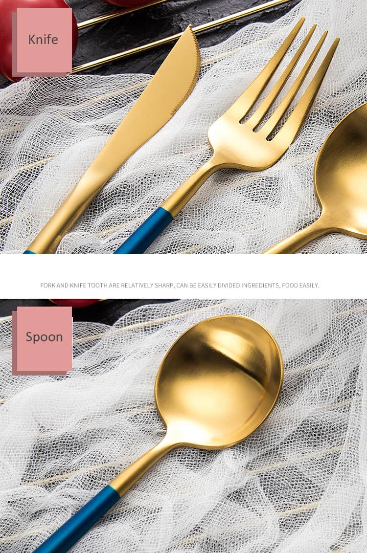 Cheap Gold Tableware Set Stainless Steel Cutlery 4pc Western Food Tableware Luxury Fork Teaspoon Knife Cutlery Set Drop shipping