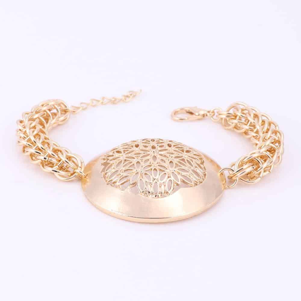 Jewelry Set Round Pendant Gold Color Dubai Big Necklace Earrings Wedding Sets Gift For Women