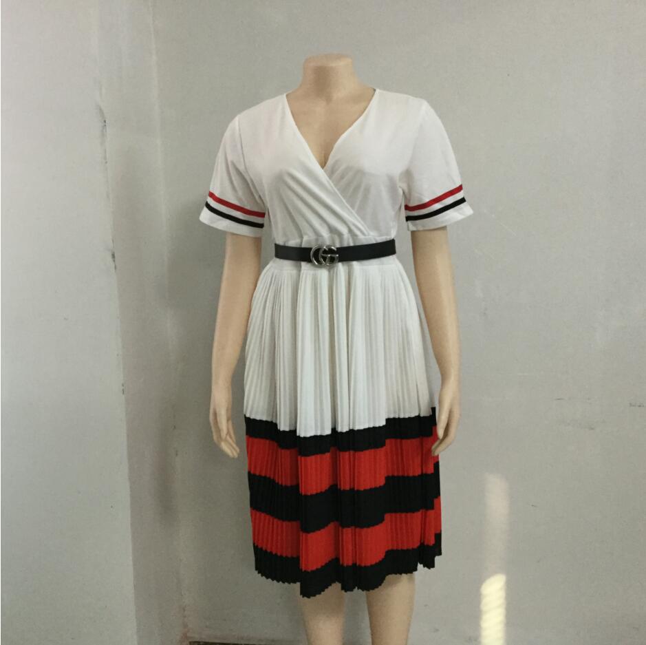 african dresses for women contrast striped print work OL elegant casual knee length dresses high fashion office lady