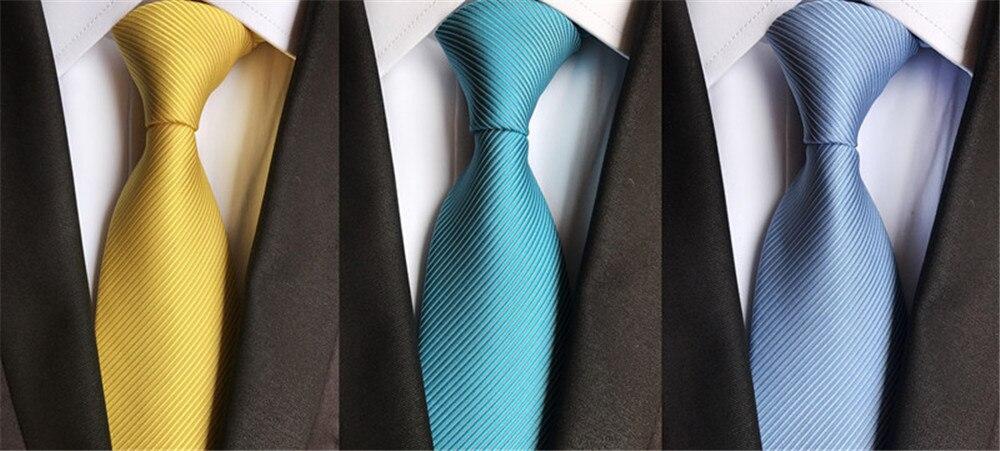 2020 New Classic Solid Design 8cm Silk Ties for Men Wedding Necktie Gold Yellow Green Blue Black Purple Business Neck Tie A053