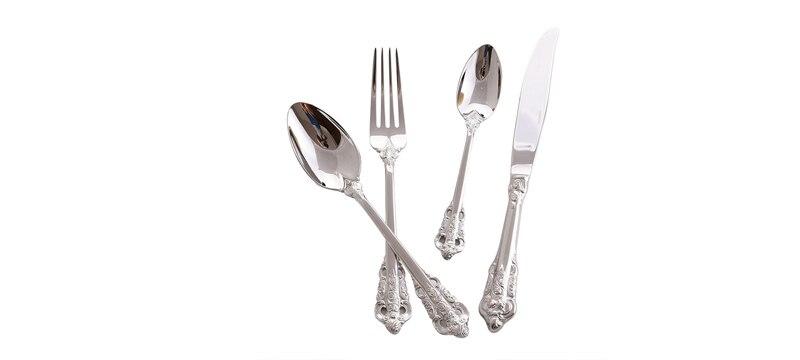 Vintage Western Gold Plated Cutlery 24pcs Dining Knives Forks Teaspoons Set Golden Luxury Dinnerware Engraving Tableware Set