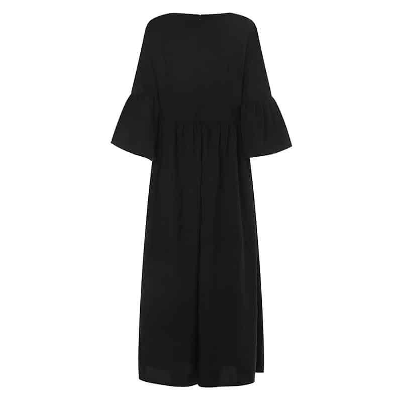 Bohemian Women Vintage Print Dress 2019 VONDA Sexy V Neck Ruffle Sleeve Split Maxi Long Dresses Plus Size Casual Loose Vestidos