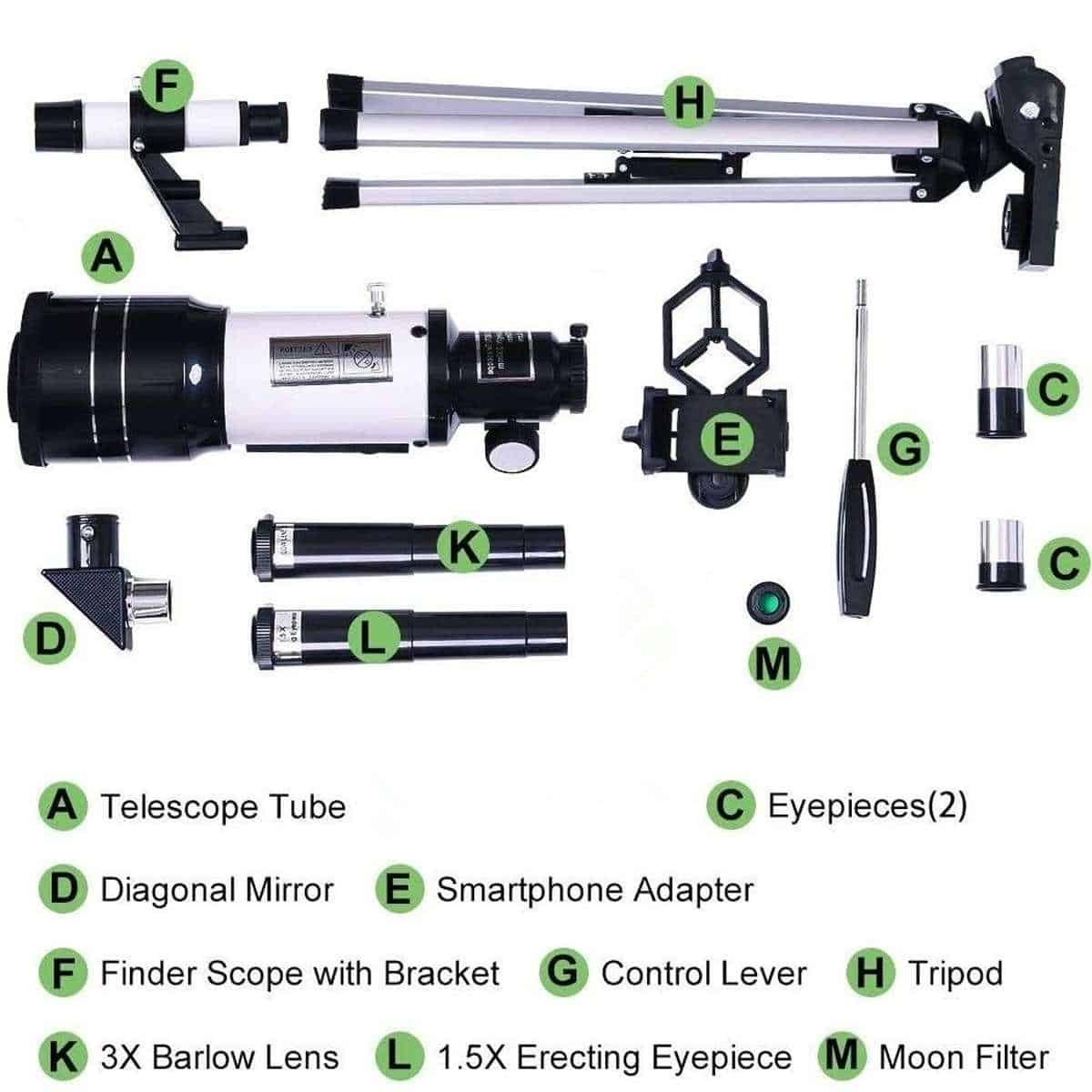 Professional Astronomical Telescope Monocular 150X Refractive Outdoor Travel Spotting Scope with Tripod for Beginners