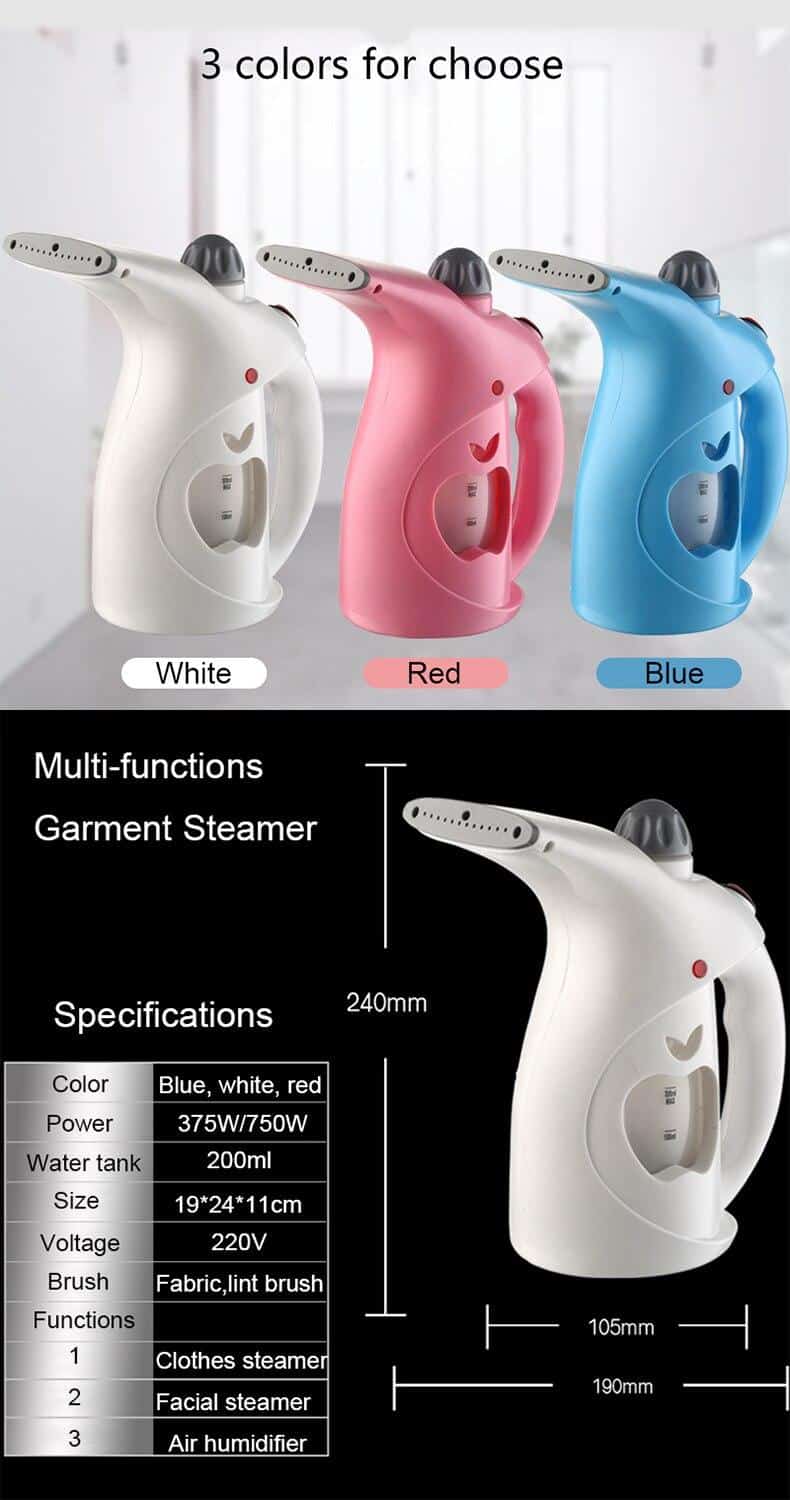 Cloth Steamer Portable Handheld Steam Iron For Clothes Travel Fabric 375W 750W Garment Steamers Iron Humidifier Facial Steamer