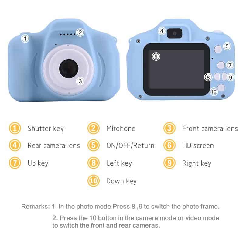 1080P HD Kids Camera Video Photography Children's Camera Waterproof 2 inch Screen Cartoon Cute Camera Toy Built-in Game Boy Girl